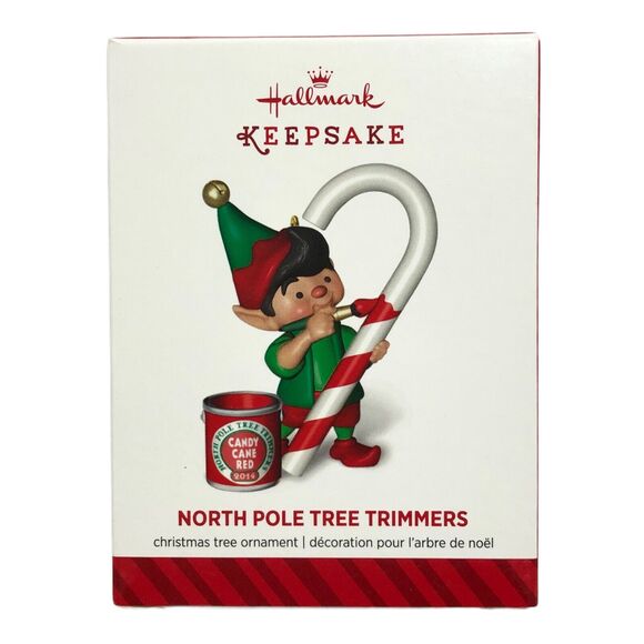 Hallmark Ornament 2014 North Pole Tree Trimmers 2nd in Series Elf Candy Cane NEW - Picture 1 of 5